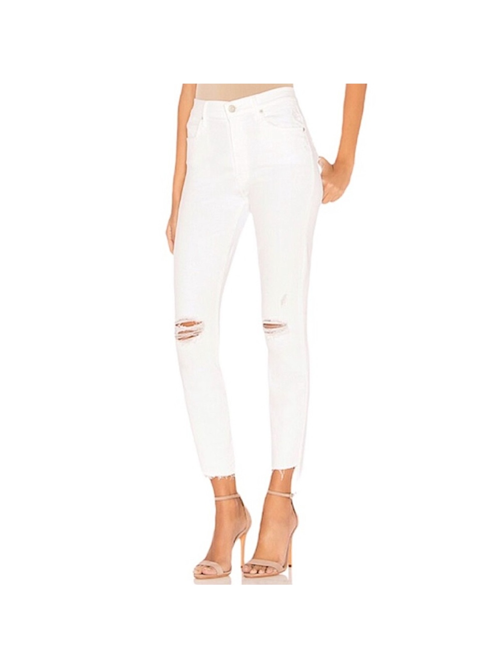 Mother Denim Stunner Zip Ankle Step Fray Jeans In Little Miss Innocent Rinse 27